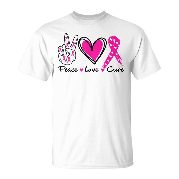 Breast Cancer Awareness Costume Pink Peace Love Cure Faith V5 T-shirt