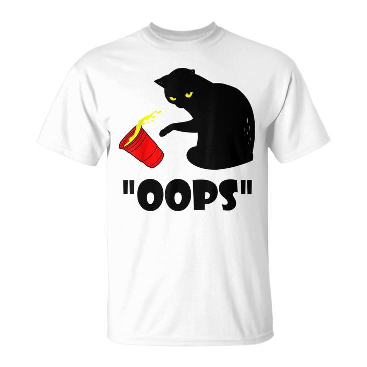 Cat Oops Funny Black Cat Knocking Over A Glass  V2 Unisex T-Shirt