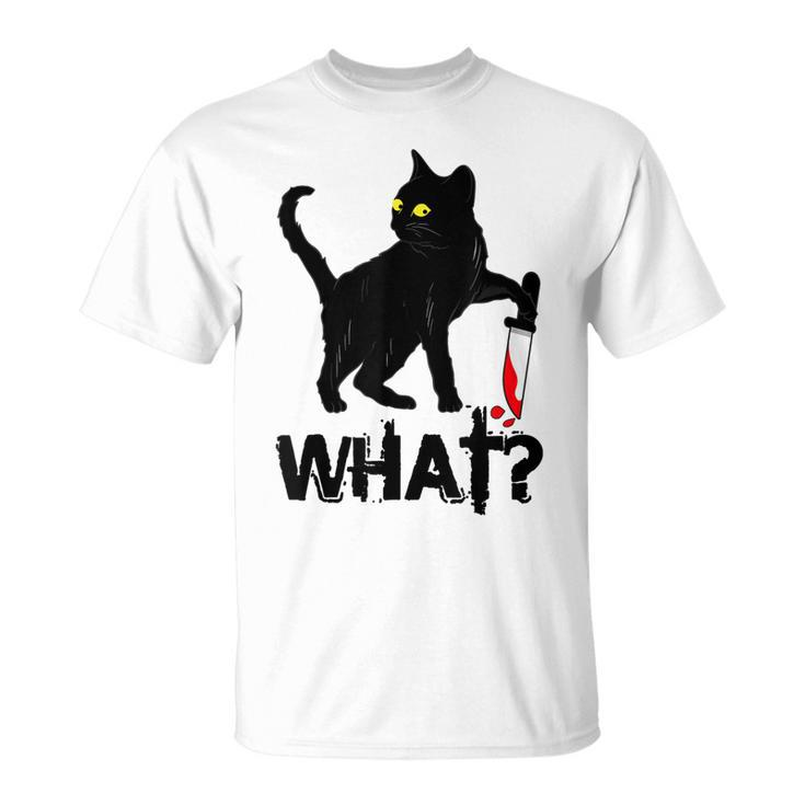 Cat What  Murderous Black Cat With Knife Halloween  Unisex T-Shirt