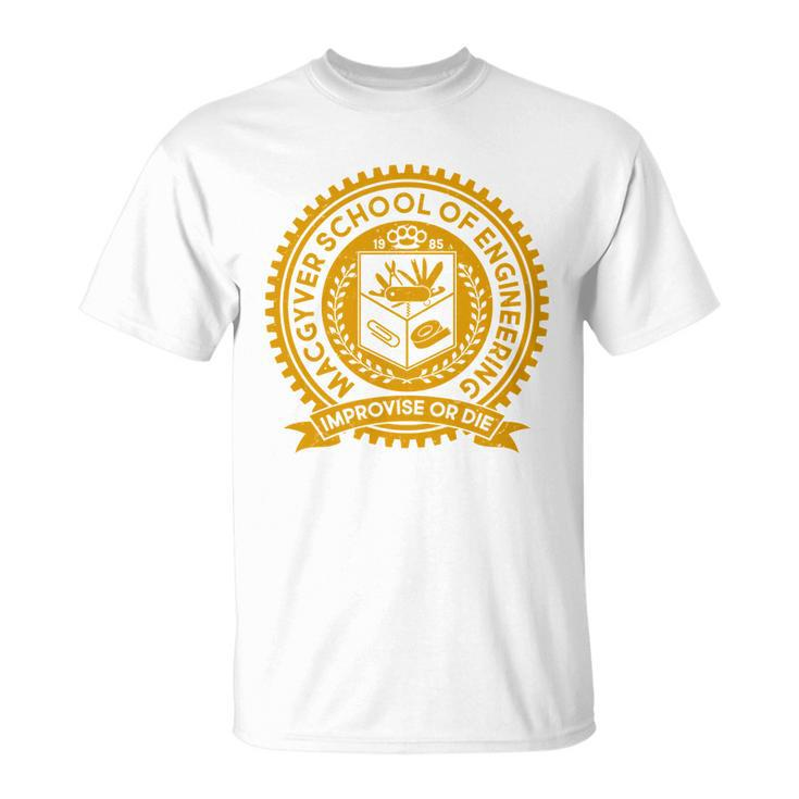 Cool Macgyver School Of Engineering Improvise Or Die Est 1985 Emblem Unisex T-Shirt