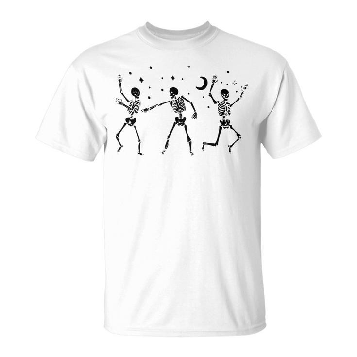 Cute Dancing Skeleton Halloween Party Costume Spooky Season  Unisex T-Shirt