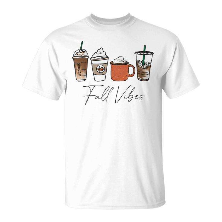 Cute Fall Vibes Coffee Pumpkin Spice Latte Drinks Autumn T-shirt