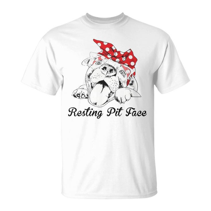 Dog Pitbull Resting Pit Face For Dogs T-shirt