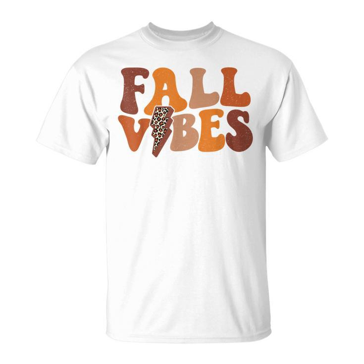Fall Vibe Vintage Groovy Fall Season Retro Leopard T-shirt