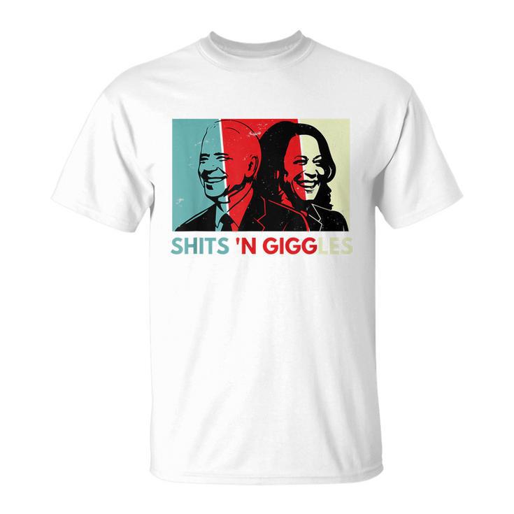 Funny Anti Biden Harris Shits N Giggles Political Gift Unisex T-Shirt