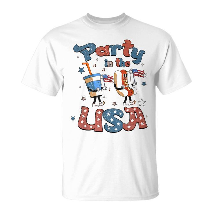 Funny Party In The Usa 4Th Of July Hot Dog Patriotic Kid  V2 Unisex T-Shirt