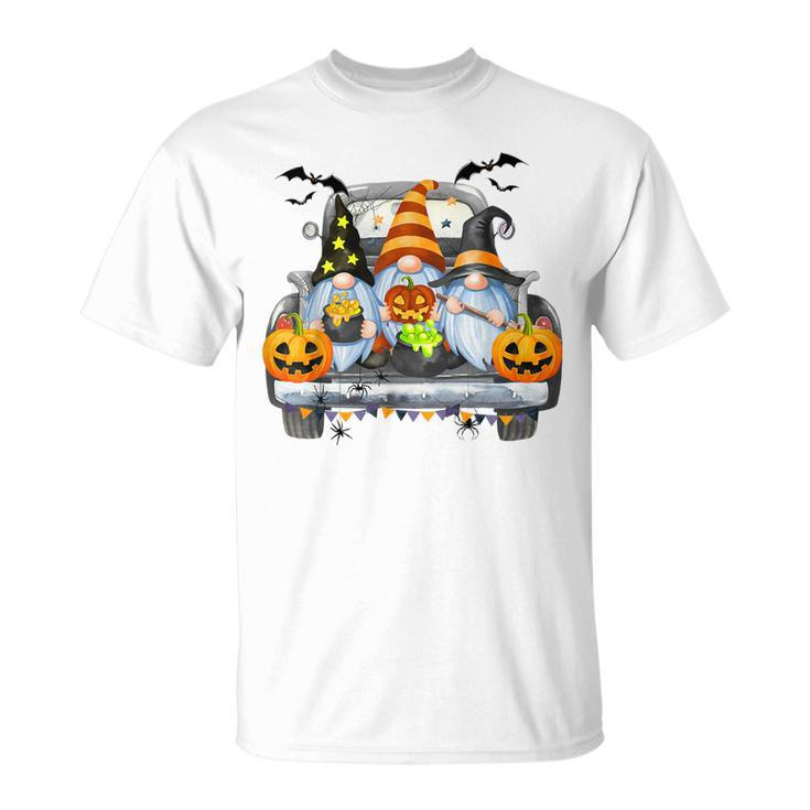 Funny Women Halloween Truck Gnomes Pumpkin Kids Thanksgiving  V2 Unisex T-Shirt
