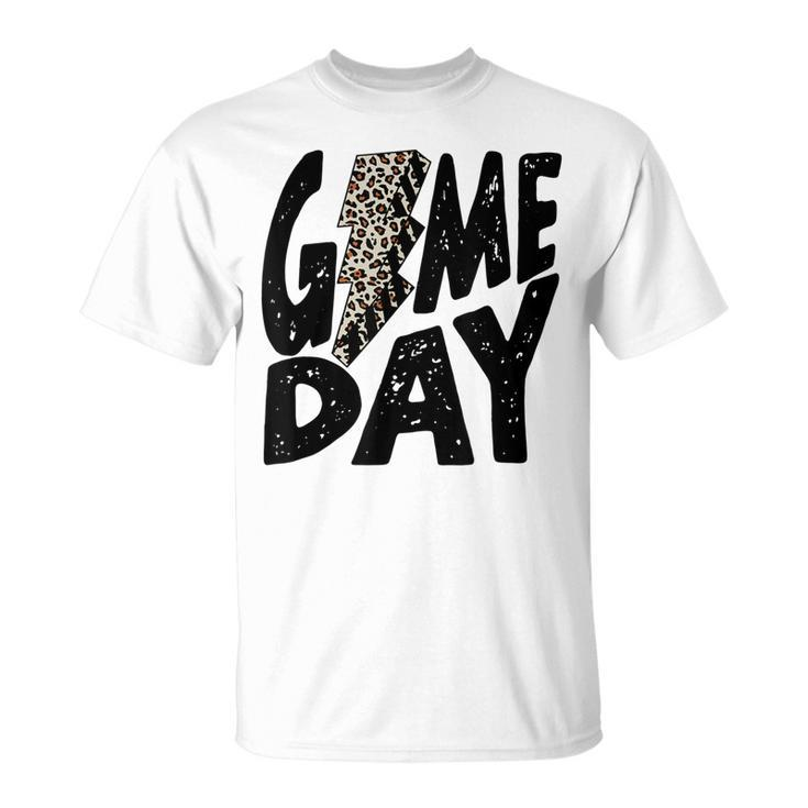 Game Day Game Day Leopard Lightning Bolt Retro Trendy T-shirt