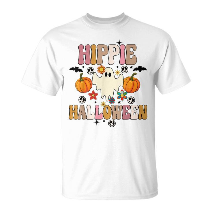 Groovy Hippie Halloween Cute Ghost Halloween Retro Vintage T-shirt