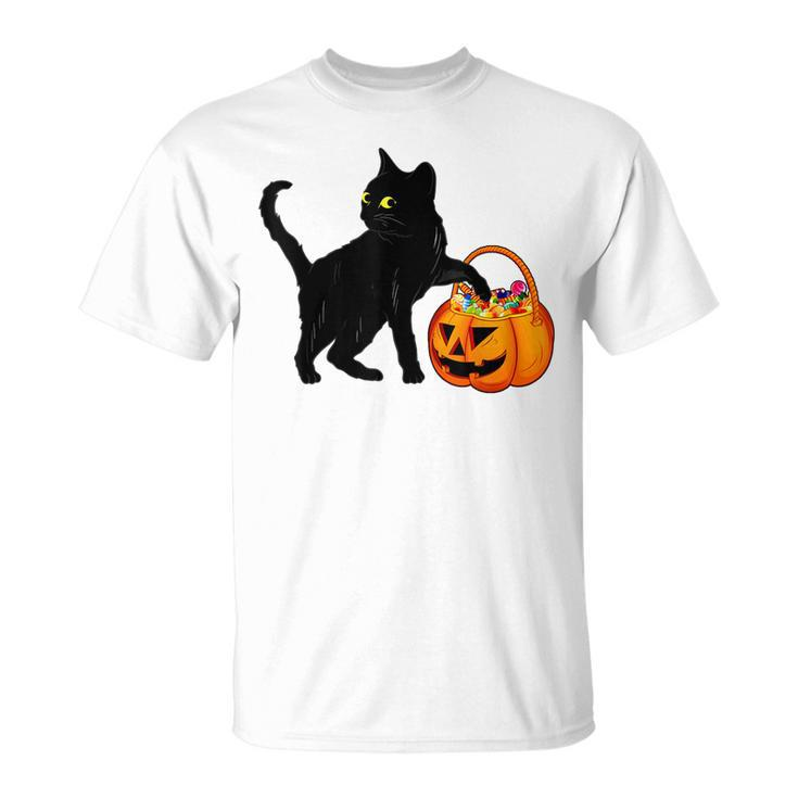 Halloween Black Cat Jack O Lantern Pumpkin Sweet Candy  Unisex T-Shirt