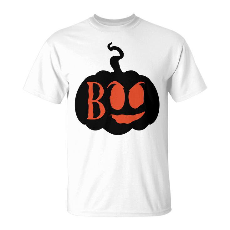 Halloween Boo - Pumpkin Orange And Black Design Men Women T-shirt Graphic Print Casual Unisex Tee