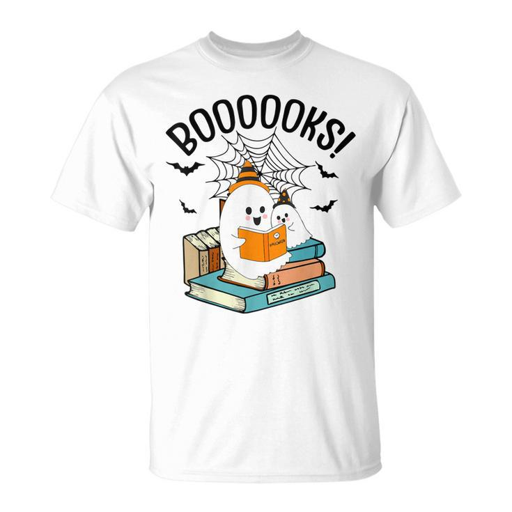 Halloween Booooks Ghost Reading Boo Read Books Library V5 T-shirt