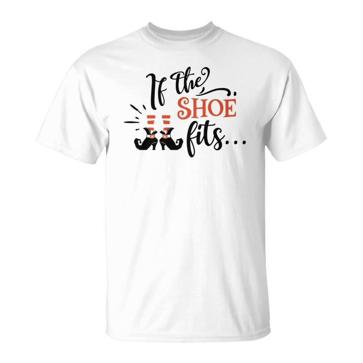 Halloween If The Shoe Fits With You Black And Orange Design Men Women T-shirt Graphic Print Casual Unisex Tee