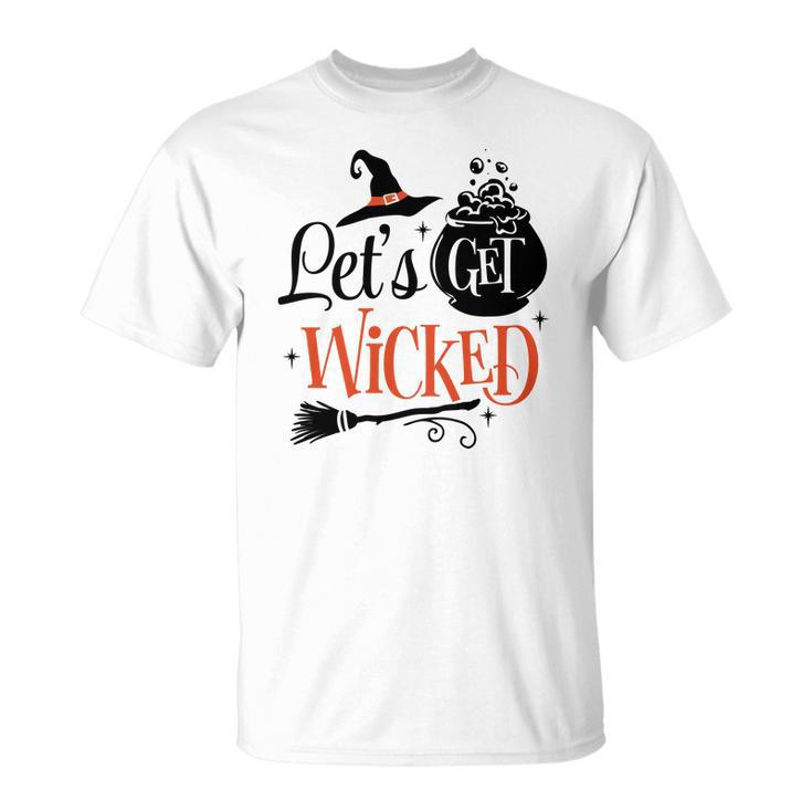 Halloween Let_S Get Wicked Black And Orange Men Women T-shirt Graphic Print Casual Unisex Tee