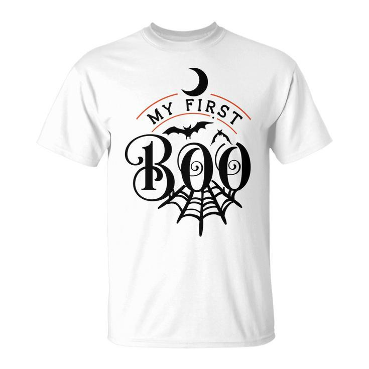 Halloween My First Boo Black And Orange Design Men Women T-shirt Graphic Print Casual Unisex Tee