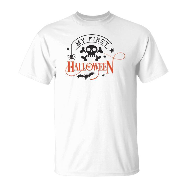 Halloween My First Halloweenblack And Orange Men Women T-shirt Graphic Print Casual Unisex Tee