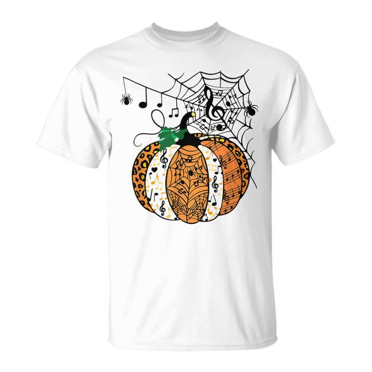 Halloween Pumpkin Music Symbols Music Teacher Halloween  Unisex T-Shirt