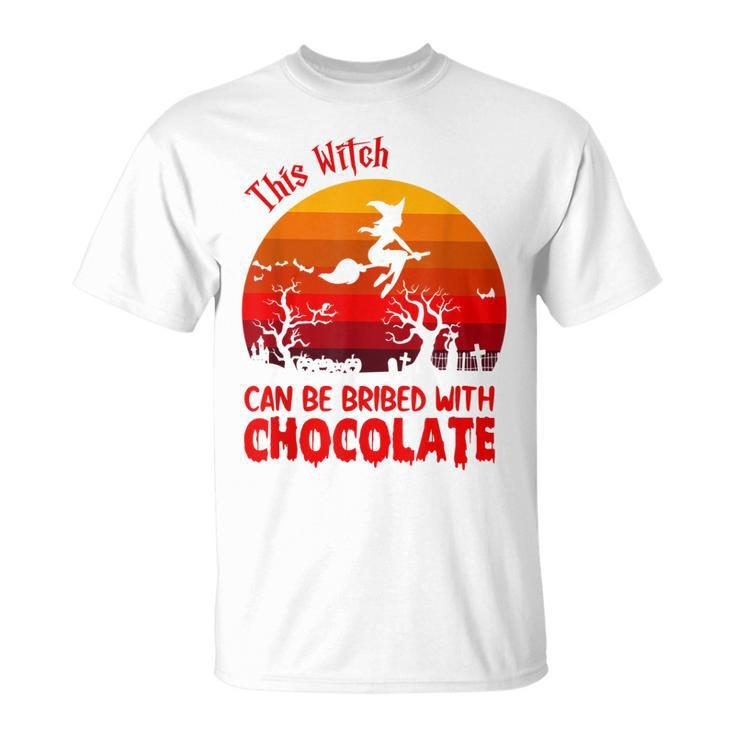 Halloween This Witch Can Be Bribed With Chocolate Retro Unisex T-Shirt