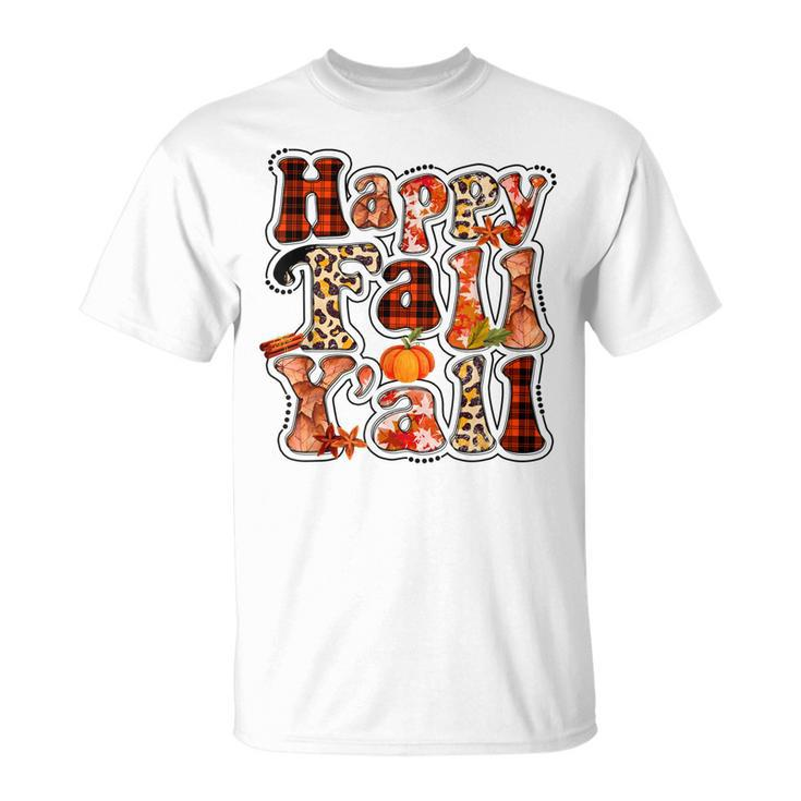 Happy Fall Yall Autumn Vibes Halloween For Autumn Lovers T-shirt