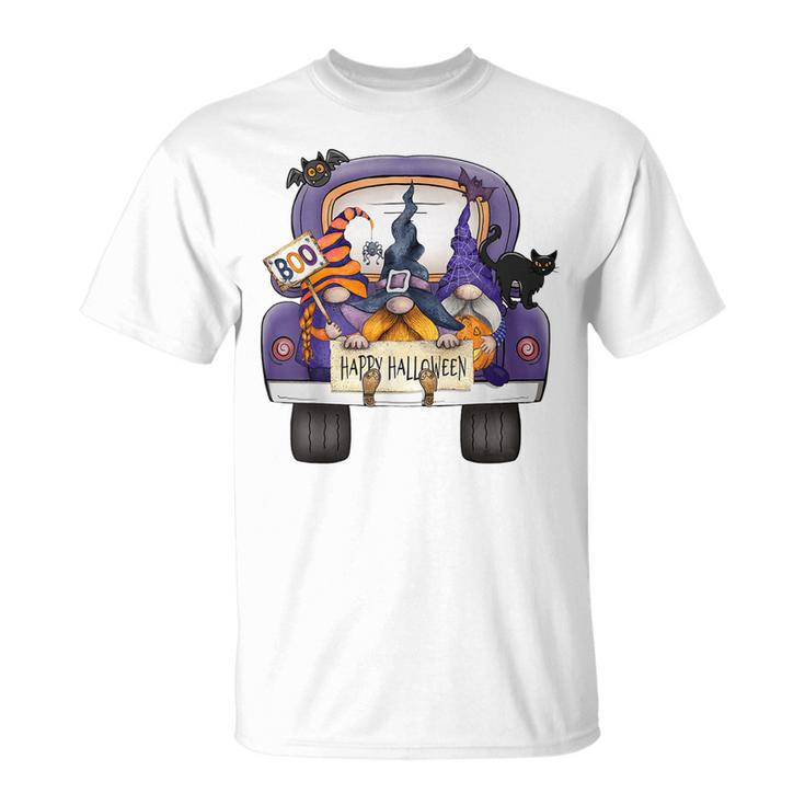 Happy Halloween Truck Gnomes Witch Black Cat Pumpkin Costume  Unisex T-Shirt