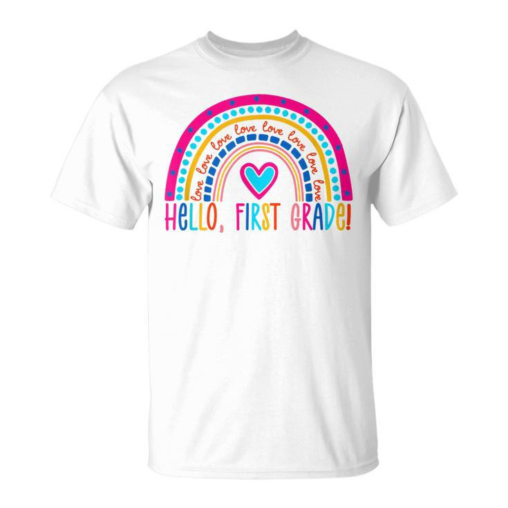 Hello First Grade Rainbow  Back To School Teacher Kids  Unisex T-Shirt