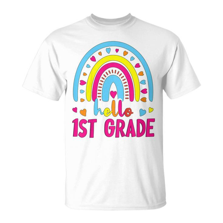 Kids First Day Of School Girls Back To School Hello First Grade  Unisex T-Shirt