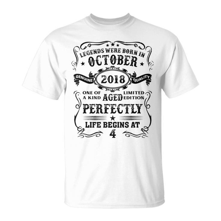 Legends Were Born In October 2018 4 Years Old Boy T-shirt