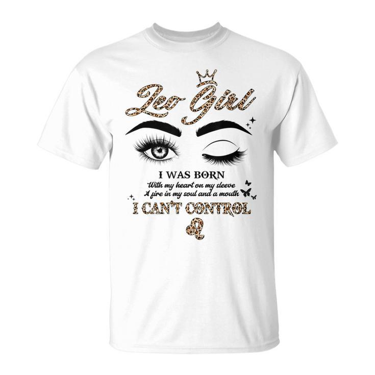 Leo Girl I Was Born With My Heart On My Sleeve Leopard T-shirt