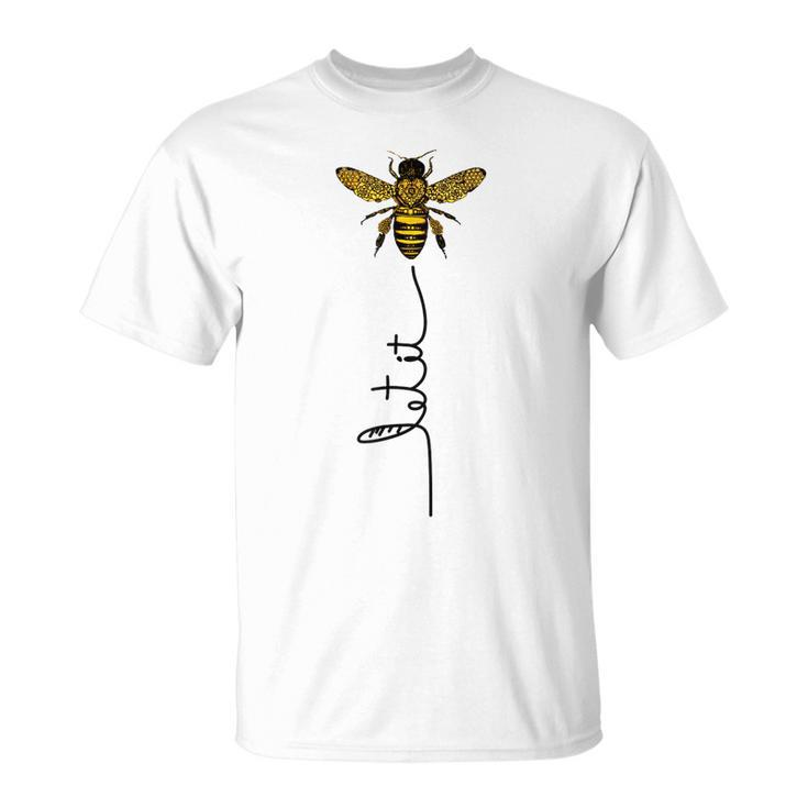 Let It Bee Hand Drawn Sweet Bees Beekeeper Line Art Girl T-shirt