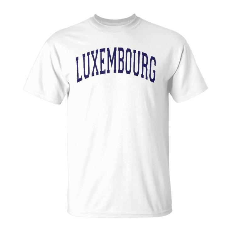 Luxembourg Varsity Style Navy Blue Text Unisex T-Shirt