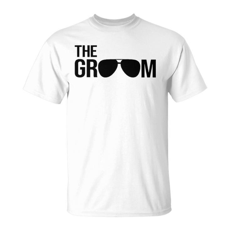 Mens The Groom Bachelor Party Cool Sunglasses White Unisex T-Shirt