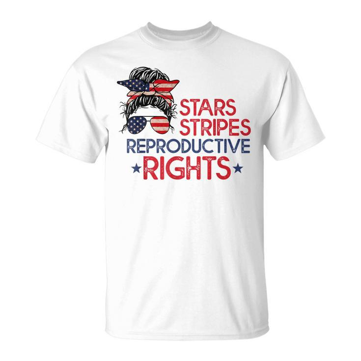 Messy Bun American Flag Pro Choice Star Stripes Equal Right  Unisex T-Shirt