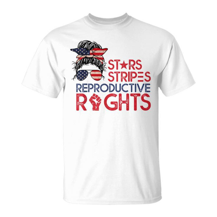 Messy Bun American Flag Pro Choice Star Stripes Equal Right  V2 Unisex T-Shirt