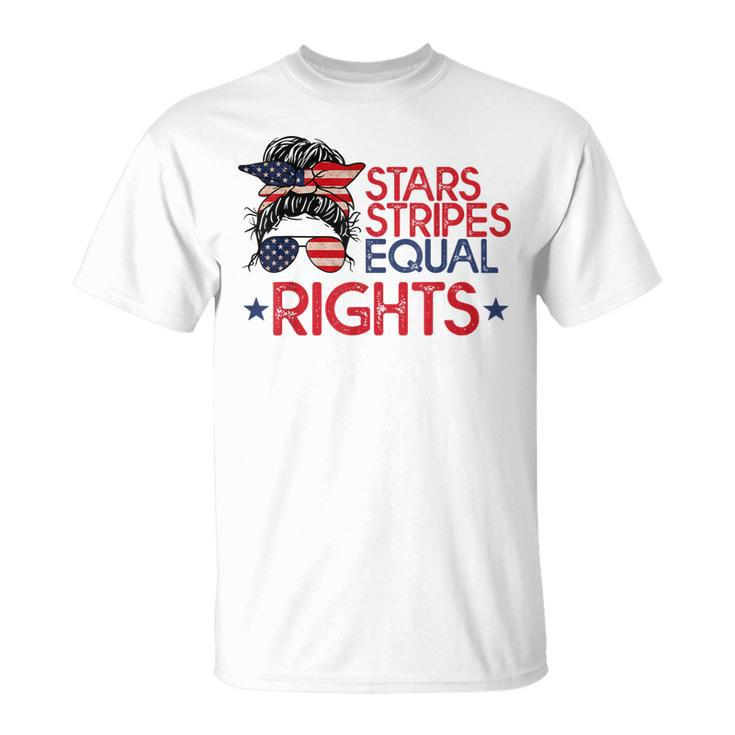 Messy Bun American Flag Pro Choice Star Stripes Equal Right  V4 Unisex T-Shirt