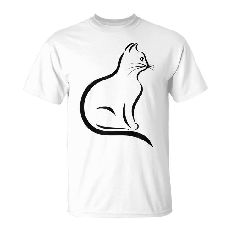 Minimalist Cute Black Cat Owner Feline Art Kitten Lover V2 T-shirt