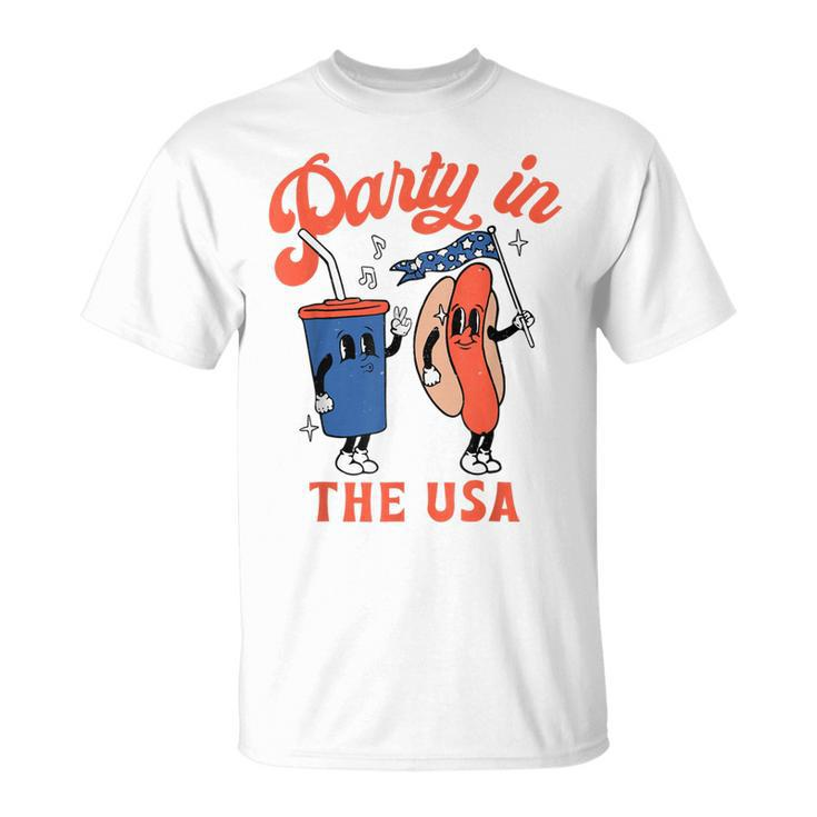 Party In The Usa  Hot Dog Kids Funny Fourth Of July  Unisex T-Shirt