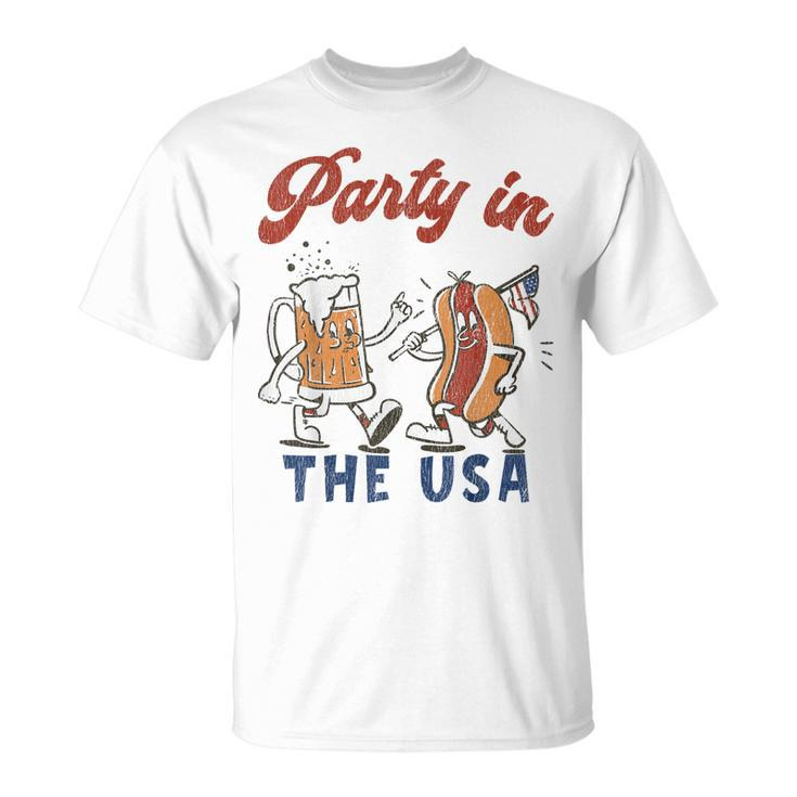 Party In The Usa  Hot Dog Love Usa Funny Fourth Of July  Unisex T-Shirt