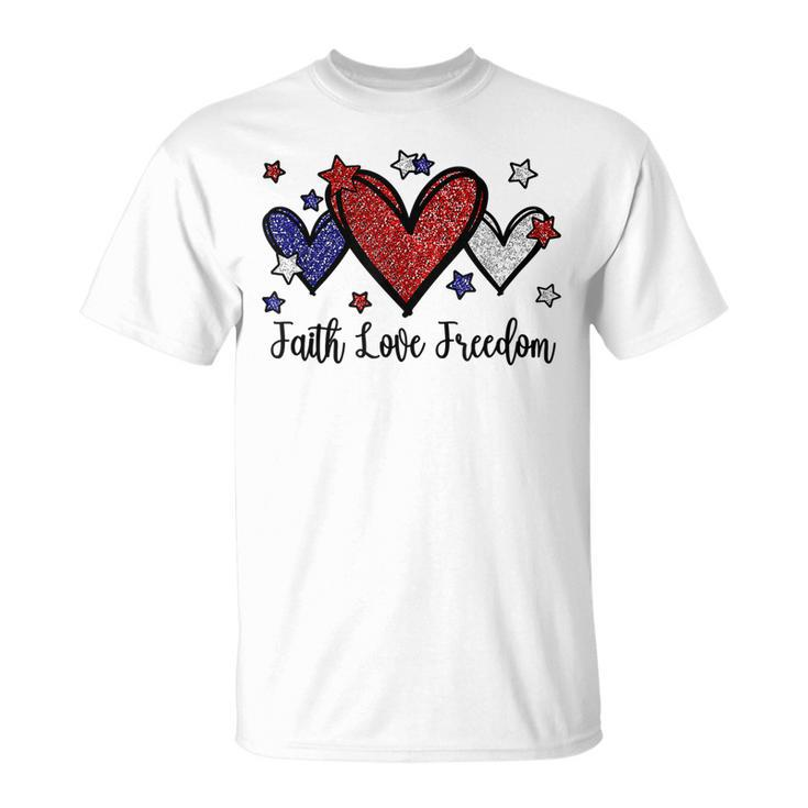 Patriotic 4Th Of July American Flag Heart Faith Love Freedom  V4 Unisex T-Shirt