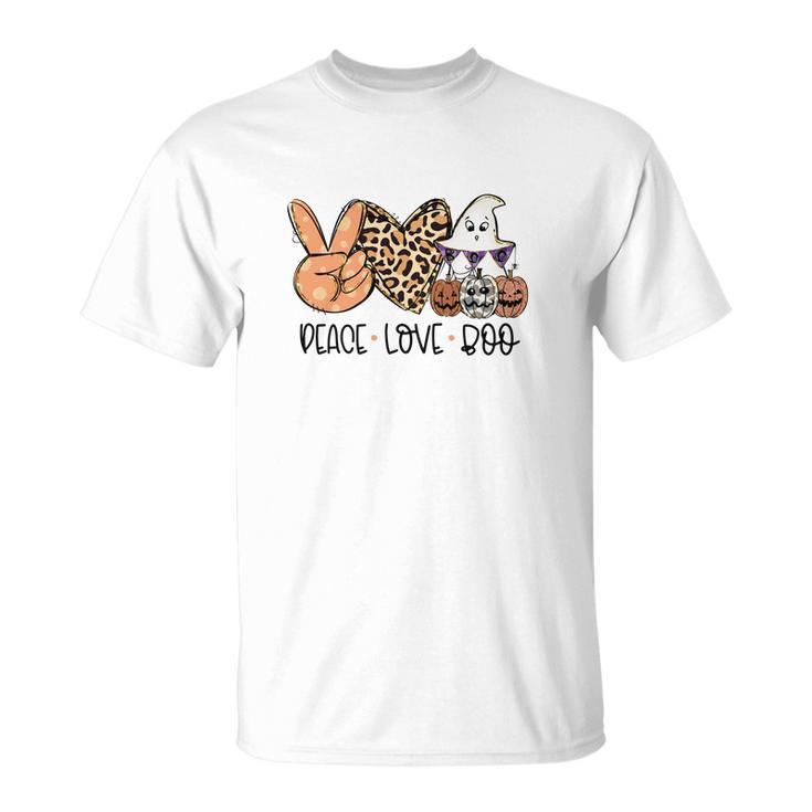 Peace Love Boo Leopard Heart Boo Crew Halloween Unisex T-Shirt