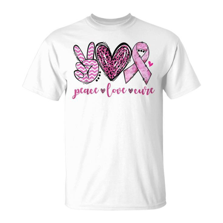 Peace Love Cure Pink Ribbon Breast Cancer Awareness V3 T-shirt