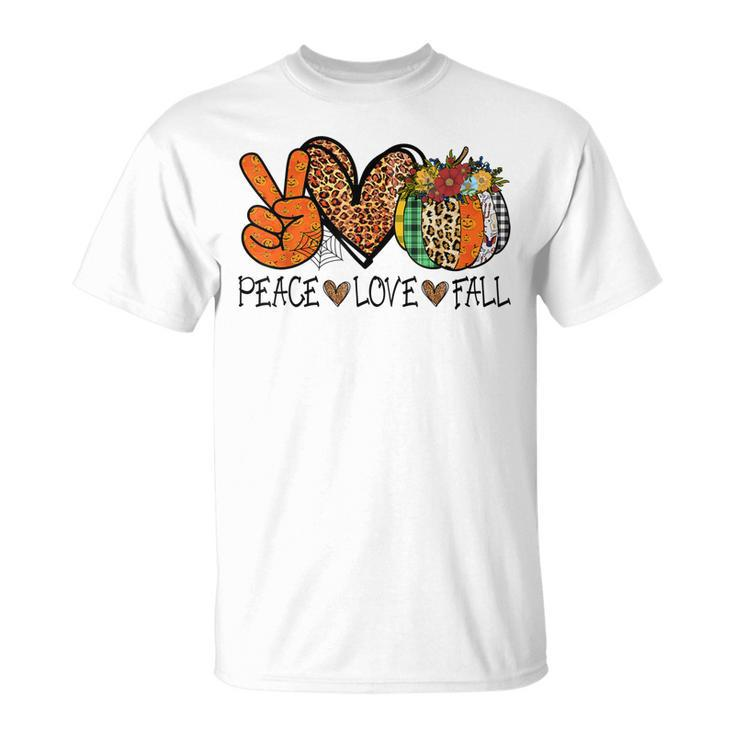 Peace Love Fall Vibes Pumkin Season Spooky Season Halloween T-shirt