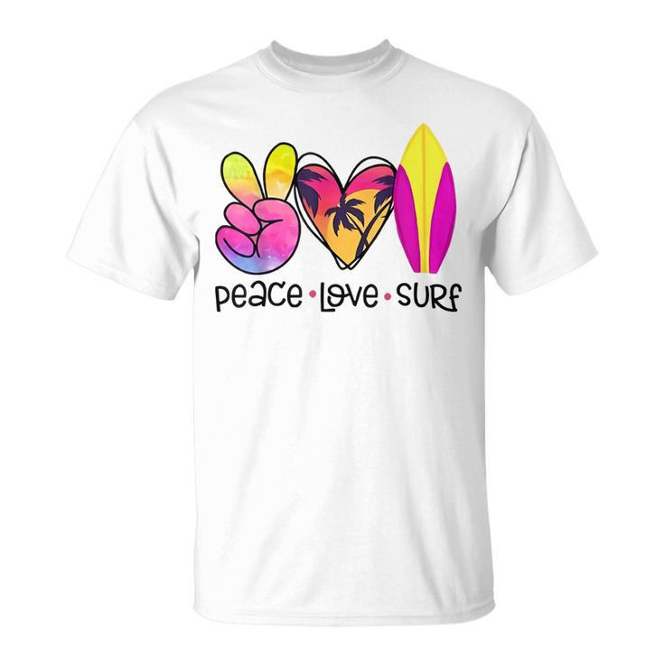 Peace Love Summer Surf Retro Vacation T-shirt