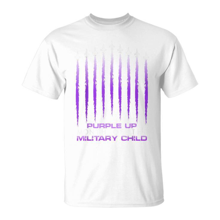 Purple Up Military Child Month Air Force America Dad Kid T-shirt
