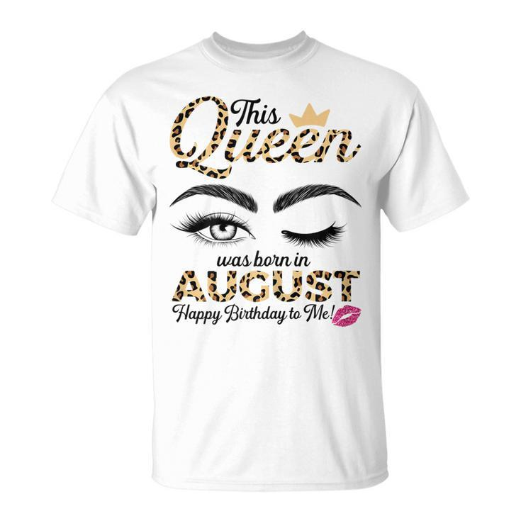 This Queen Was Born In August Leopard For Girls Ladies T-shirt