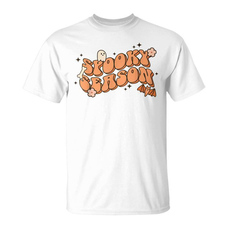 Retro Spooky Season Boo Ghost Floral Spooky Vibes Halloween  Unisex T-Shirt