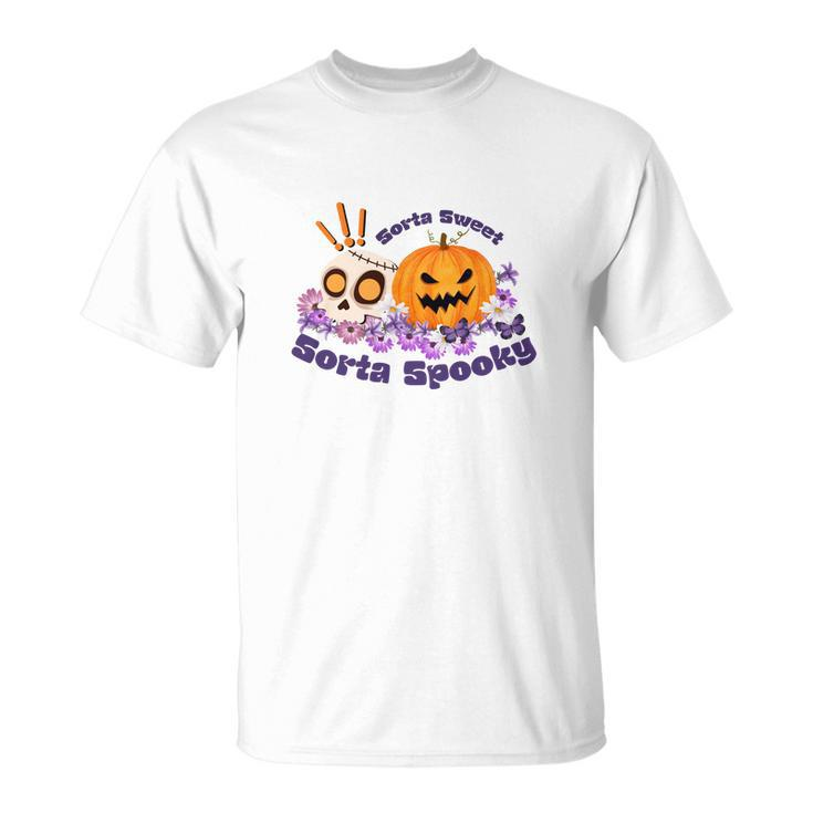 Sorta Sweet Sorta Spooky Halloween Pumpkin Skull Unisex T-Shirt