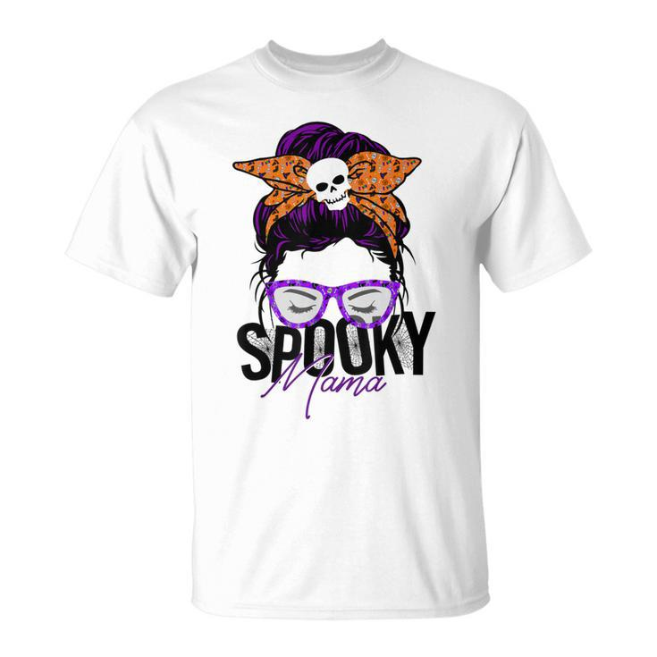 Spooky Messy Bun Mama Happy Halloween  Unisex T-Shirt