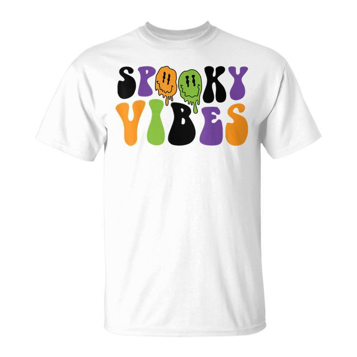 Spooky Vibes Dripping Smile Face Funny Halloween Night Party  Unisex T-Shirt