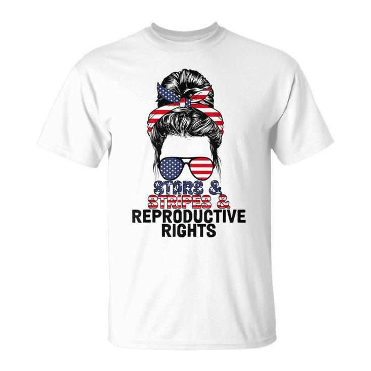 Stars Stripes Reproductive Rights Messy Bun 4Th Of July  V4 Unisex T-Shirt