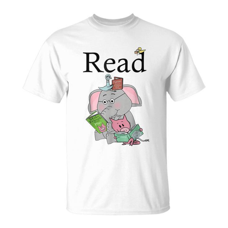 Teacher Library Read Book Club Piggie Elephant Pigeons Funny Tshirt Unisex T-Shirt